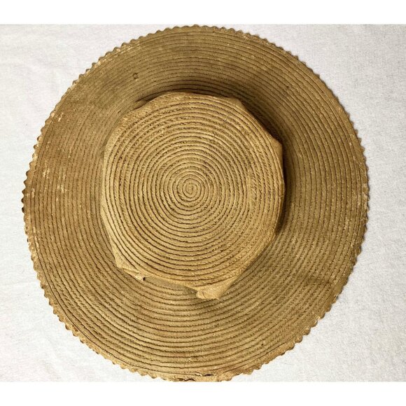 19th C. Sun Hat American Flat Crown Hat Button off C 1840-1890 Victorian main image 7